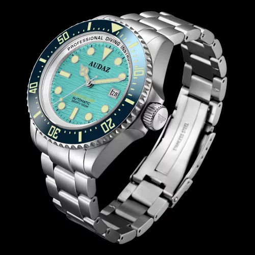Herrenuhr aus Silber Audaz Watches mit Stahlband Abyss Diver ADZ-3010-07 - Automatic 44MM