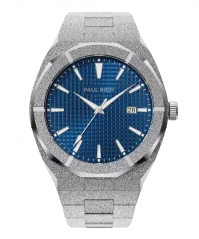 Relógio Paul Rich de prata para homem com pulseira de aço Frosted Star Dust Indigo Waffle - Silver 45MM