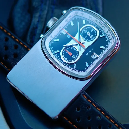 Orologio da uomo Straton Watches in colore argento con cinturino in pelle Cuffbuster Sprint Black 37,5MM