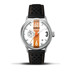 Montre Ferro & Company pour hommes en argent avec bracelet en cuir Race Master Automatic White 39MM Automatic