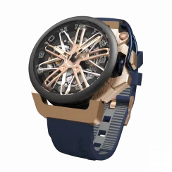 Černé pánské hodinky Mazzucato Watches s gumovým páskem RIM Gt Black / Blue - 42MM Automatic