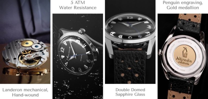 Orologio da uomo Nivada Grenchen in colore argento con cinturino in pelle Antarctic 35001M15 35MM