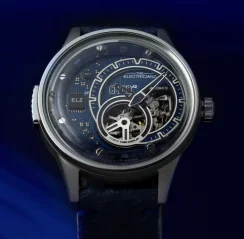 Silberne Herrenuhr The Electricianz mit Lederband The Hybrid E-Blue 43MM Automatic