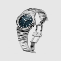 Stříbrné pánské hodinky Corniche s ocelovým páskem La Grande with Bleu Marine dial 39MM