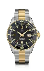 Strieborné pánske hodinky Delma Watches s ocelovým pásikom Santiago Silver / Gold Black 43MM Automatic