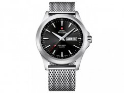 Strieborné pánske hodinky Swiss Military Hanowa s oceľovým pásikom SMP36040.01 42MM