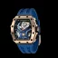 Χρυσό ανδρικό ρολόι Tsar Bomba Watch με ατσάλινο λουράκι TB8206A - Gold / Blue Automatic 43,5MM