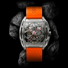 Men's silver CIGA Design watch with rubber strap Series Z Titanium Orange 41MM Automatic