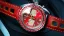 Men's silver Straton Watch with leather strap Syncro Red 44MM