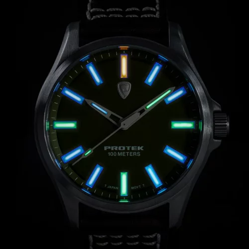Relógio ProTek Watches prata para homens com pulseira de couro Field Series 3005 40MM