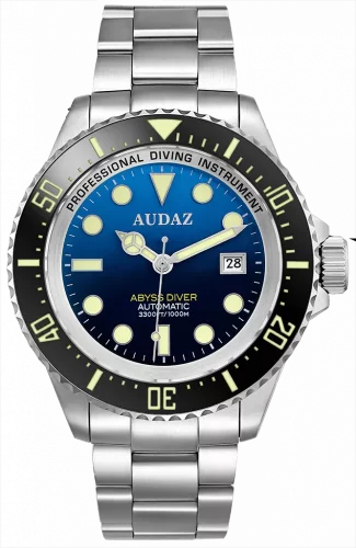 Men's silver Audaz Watches watch with steel strap Abyss Diver ADZ-3010-04 - Automatic 44MM