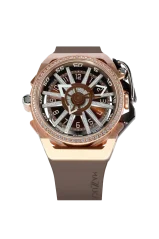 Złoty zegarek męski Mazzucato z gumowym paskiem RIM Diamond - 04 BR 48MM Automatic