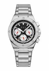 Stříbrné pánské hodinky NYI Watches s ocelovým páskem Malcom - Silver 41MM