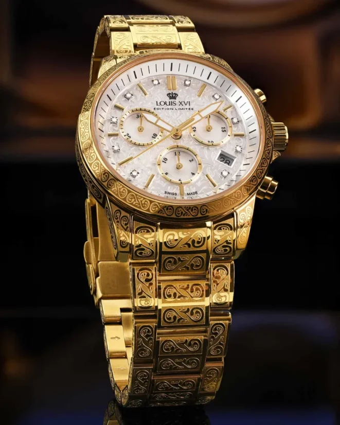 Women's gold Louis XVI watch with steel strap Palais Royale Woman With Diamond 6002 - Gold 38MM