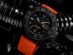 Zwart herenhorloge van Undone Watches met een rubberen band Aquadeep Submerge 43MM Automatic