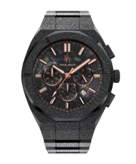 Μαύρο Paul Rich ρολόι ανδρών με ιμάντα από χάλυβα Frosted Motorsport - Black / Copper 45MM Limited edition