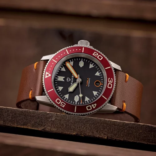 Strieborné pánske hodinky Draken s oceľovým pásikom Tugela – Red 42MM