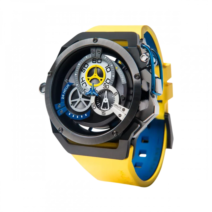 Men's Mazzucato black watch with rubber strap Rim Sport Black / Yellow - 48MM Automatic