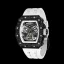 Λευκό ανδρικό ρολόι Tsar Bomba Watch με ατσάλινο λουράκι TB8208CF - Elegant White Automatic 43,5MM