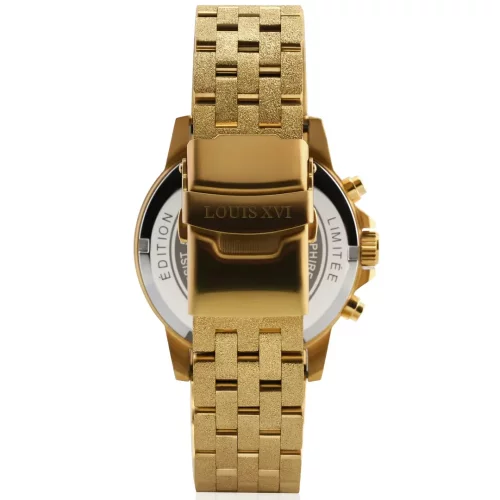 Reloj de oro Luis XVI para hombre con correa de acero Frosted Aramis 1056 - Gold 43MM