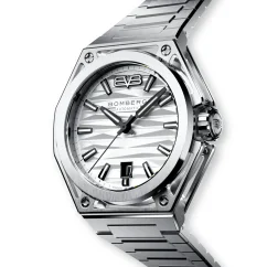 Stříbrné pánské hodinky Bomberg s ocelovým páskem EDGE WHITE 43MM Automatic