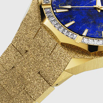 Zlaté pánské hodinky Paul Rich s ocelovým páskem Frosted Star Dust Lapis Nebula - Gold 45MM