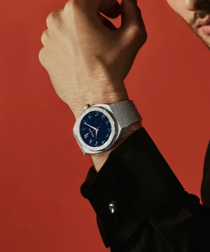 Relógio Paul Rich de prata para homem com pulseira de aço Frosted Star Dust Arabic Edition - Silver Oasis 45MM