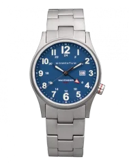 Stříbrné pánské hodinky Momentum s ocelovým páskem Wayfinder GMT Blue 40MM