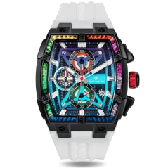 Czarny zegarek męski Ralph Christian z gumką The Polaris Chrono Ice - Arctic Prism 42,5MM