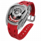 Herrenuhr in Silber Tsar Bomba Watch mit Gummiband TB8213 - Silver / Red Automatic 44MM