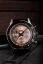Men's silver Nivada Grenchen watch with leather strap Chronoking Mecaquartz Salamon Brown Racing Leather 87043Q23 38MM
