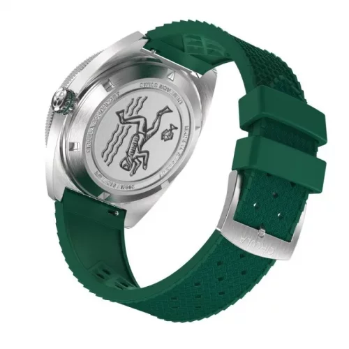 Relógio Circula Watches prata para homens com pulseira de borracha AquaSport II - Green 40MM Automatic