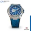 Strieborné pánske hodinky Nsquare s koženým opaskom SnakeQueen Silver / Blue 46MM Automatic