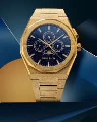 Reloj Paul Rich oro para hombre con correa de acero Frosted Star Dust II Moonphase - Gold 43MM