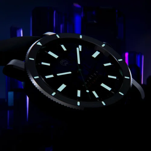 Orologio da uomo Henryarcher Watches in colore argento con cinturino in caucciù Nordlys - Meteorite Neon Astra 42MM Automatic