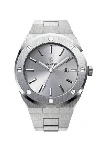 Relógio Paul Rich de prata para homem com pulseira de aço Apollo's Silver 45MM