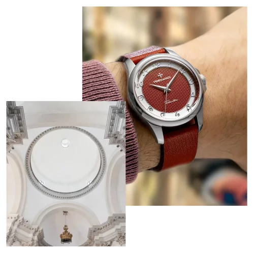 Venezianico muški srebrni sat s kožnim remenom Redentore Porpora 1121512 36MM