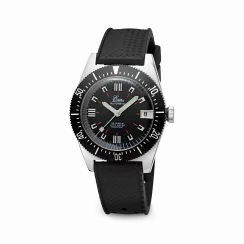 Stříbrné pánské hodinky Eza s koženým páskem 1972 Black Limited Edition - 36MM Automatic