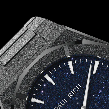 Černé pánské hodinky Paul Rich s ocelovým páskem Frosted Star Dust II - Black 43MM