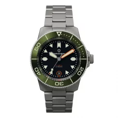 Men's silver Draken watch with steel strap Tugela – Green 42MM