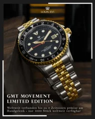 Montre Louis XVI pour homme de couleur or avec bracelet en acier Mirabeau GMT 1432 - Gold 41MM Automatic