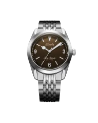Men's silver Nivada Grenchen watch with steel strap Super Antarctic 3.6.9 Brown No Vintage Effect 32040A04 38MM Automatic
