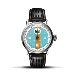 Relógio Ferro & Company prata para homem com bracelete em pele Distinct 3 GLF 42MM Automatic