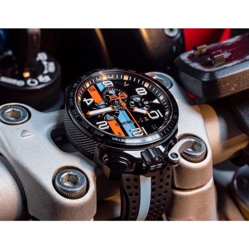 Montre Bomberg Watches pour hommes en noir avec élastique Racing MONACO 45MM