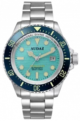 Ασημένιο ρολόι Audaz Watches για άντρες με ιμάντα από χάλυβα Abyss Diver ADZ-3010-07 - Automatic 44MM