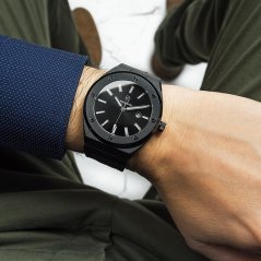 Men's black Paul Rich watch with steel strap Conquest 45MM