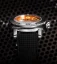 Men's silver Nivada Grenchen watch with leather strap Orange Depthmaster 14127A17 39MM Automatic