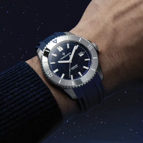 Men's silver Venezianico watch with rubber strap Nereide Avventurina 4521550 42MM Automatic