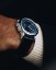 Men's silver Corniche watch with leather strap Chronograph Steel with Blue dial 39MM