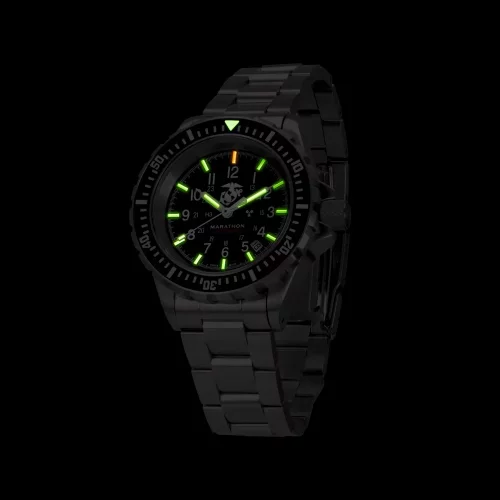 Stříbrné pánské hodinky Marathon Watches s ocelovým páskem Official USMC™ Large Diver's 41MM Automatic